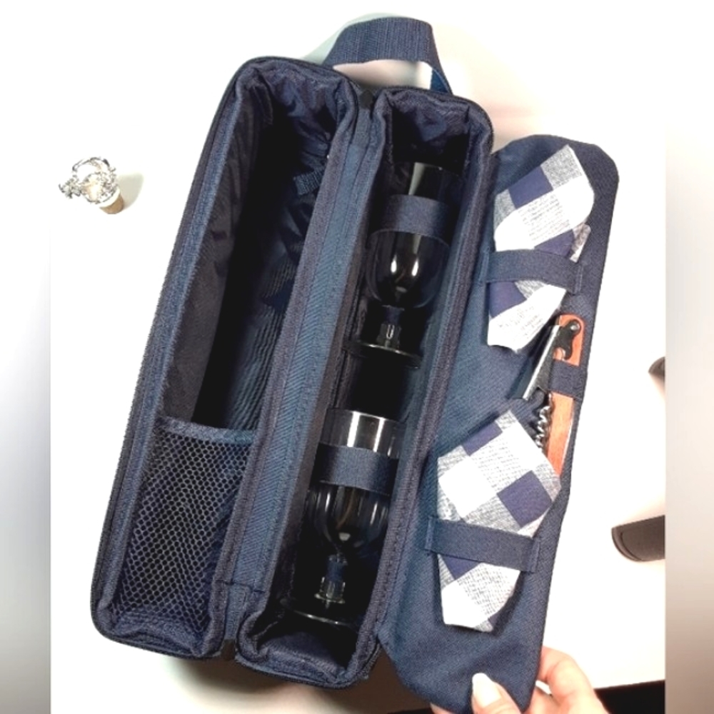 Picnic at Ascot Drinkware Travel Tote Cooler Home Insulated Wine Bag Cottagecore